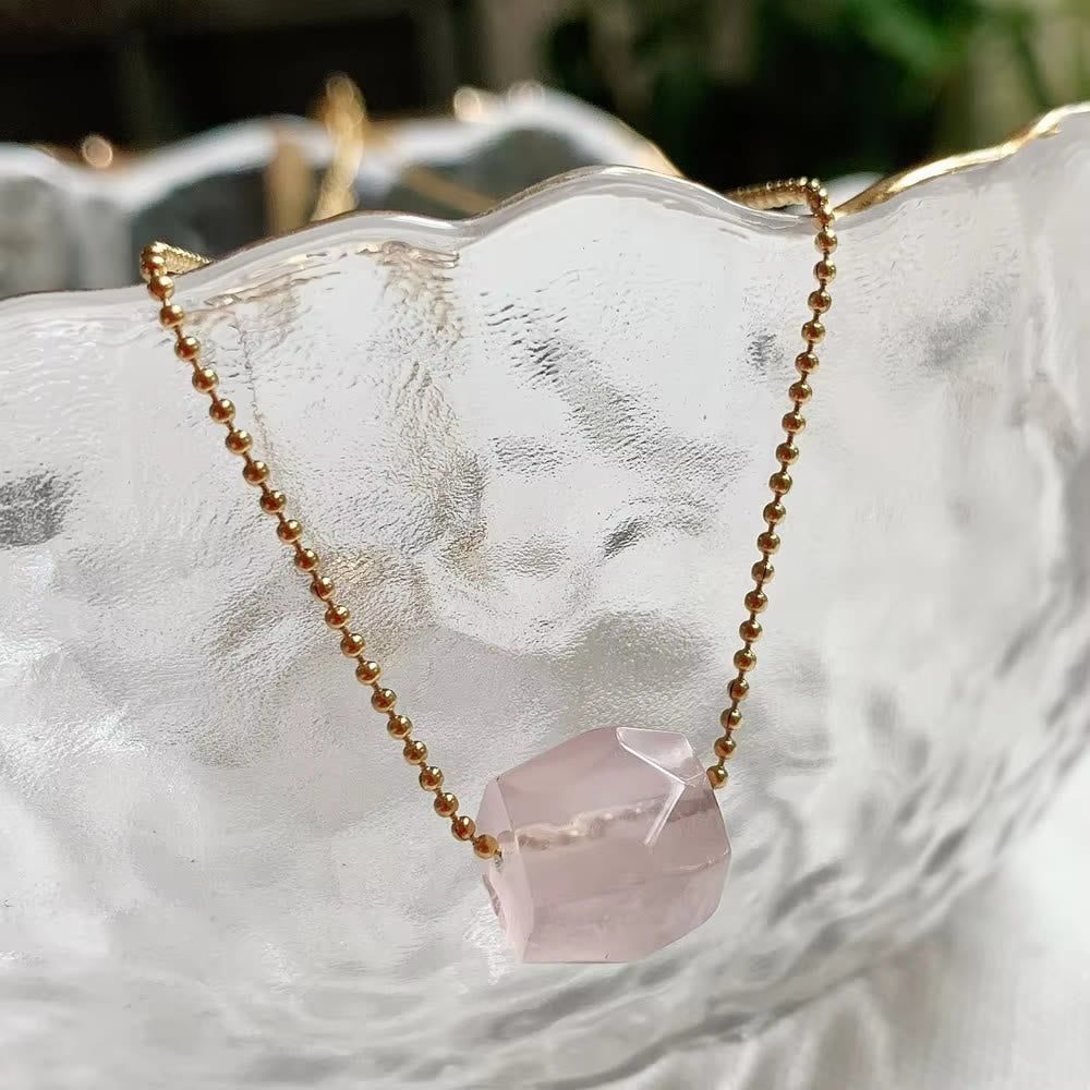 Olivenorma Natural Crystal Square Roller Cut Pendant Necklace