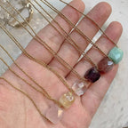 Olivenorma Natural Crystal Square Roller Cut Pendant Necklace