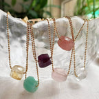 Olivenorma Natural Crystal Square Roller Cut Pendant Necklace