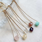 Olivenorma Natural Crystal Square Roller Cut Pendant Necklace