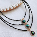 Olivenorma Green Opal Pendant Obsidian Beaded Necklace