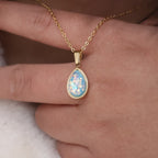 Olivenorma French Natural Opal Water Drop Pendant Necklace