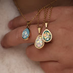 Olivenorma French Natural Opal Water Drop Pendant Necklace