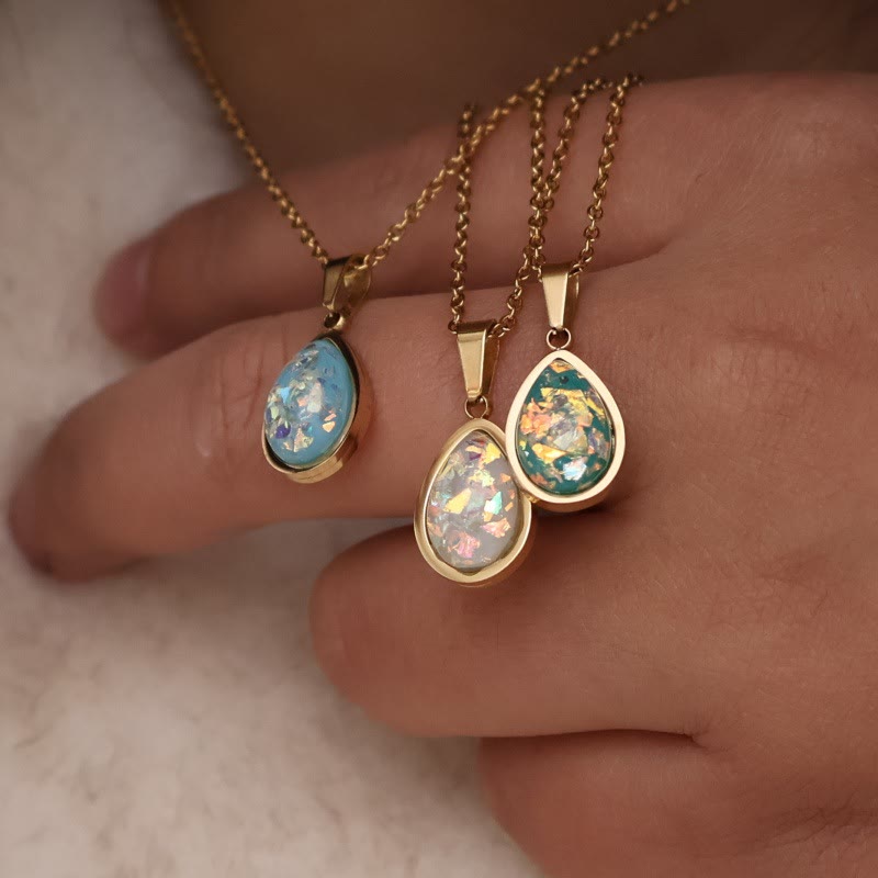 Olivenorma French Natural Opal Water Drop Pendant Necklace