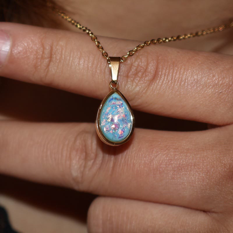 Olivenorma French Natural Opal Water Drop Pendant Necklace