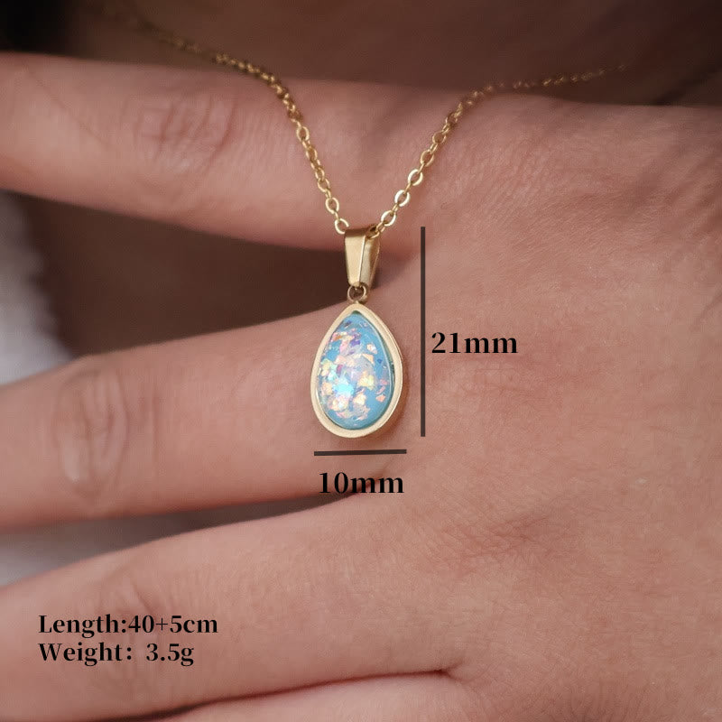 Olivenorma French Natural Opal Water Drop Pendant Necklace