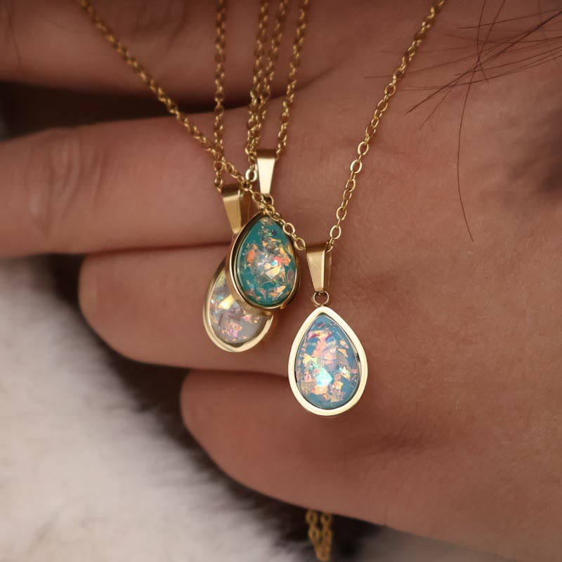 Olivenorma French Natural Opal Water Drop Pendant Necklace