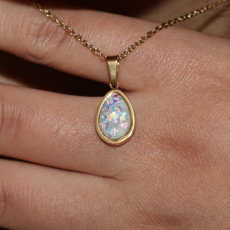 Olivenorma French Natural Opal Water Drop Pendant Necklace