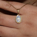 Olivenorma French Natural Opal Water Drop Pendant Necklace