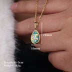 Olivenorma French Natural Opal Water Drop Pendant Necklace