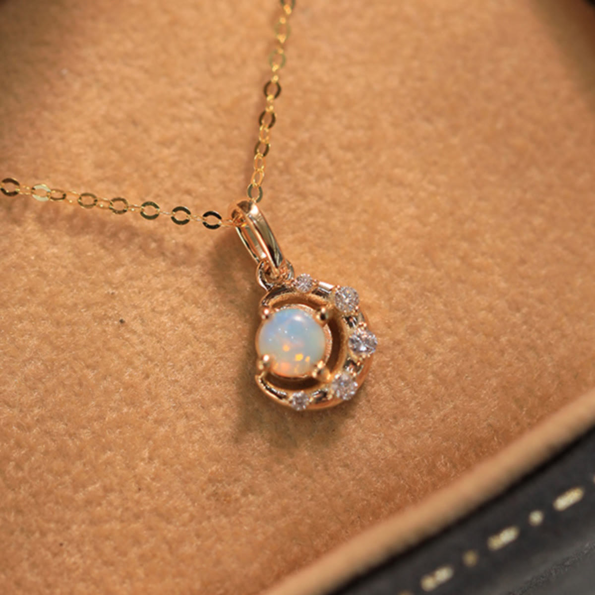 Olivenorma 925 Silver Opal Star Moon Pendant Necklace