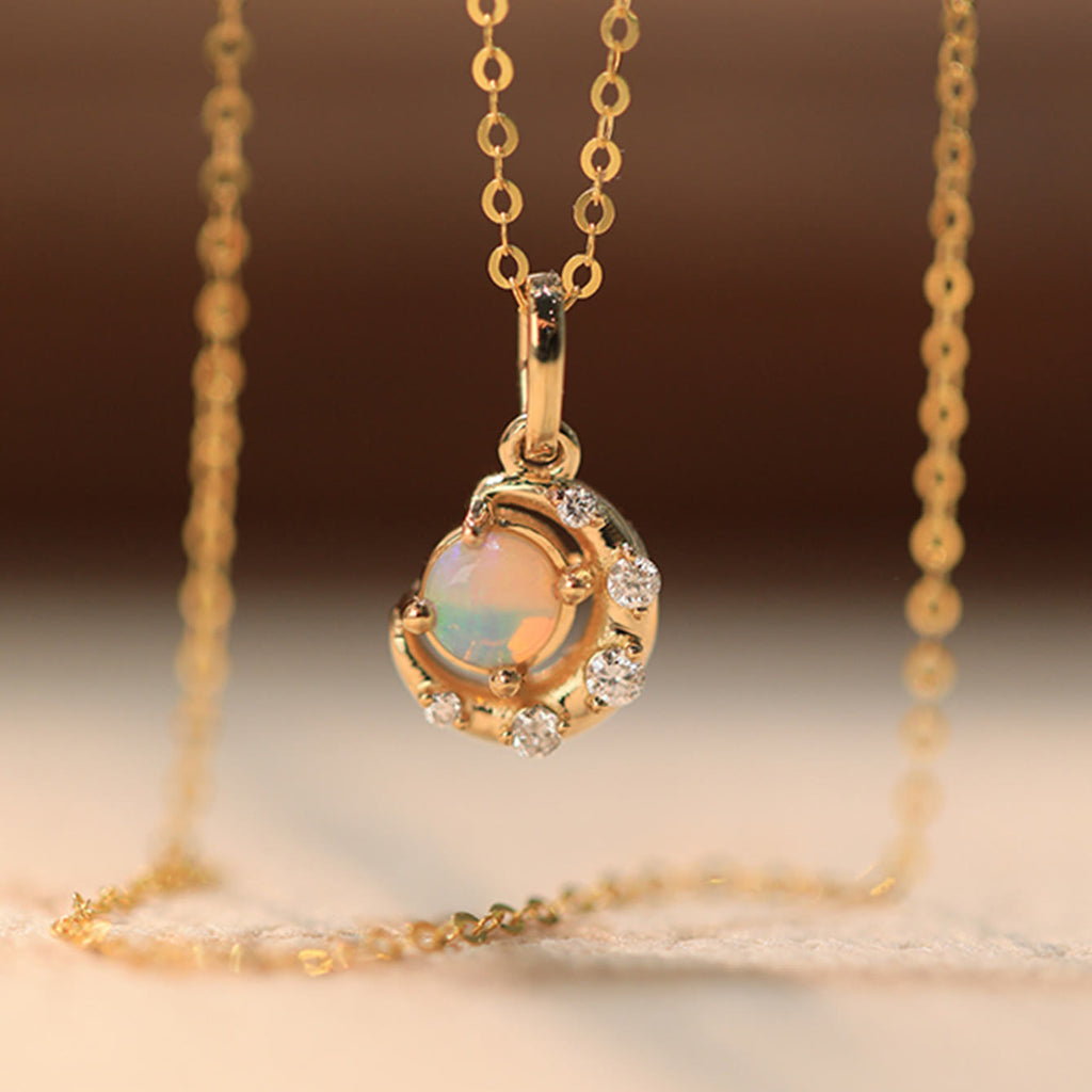 Olivenorma 925 Silver Opal Star Moon Pendant Necklace