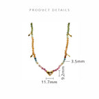 Olivenorma Tourmaline White Zircon Beaded Heart Pendant Necklace