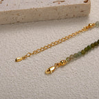 Olivenorma Tourmaline White Zircon Beaded Heart Pendant Necklace