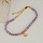 Olivenorma Natural Amethyst Beads Flower Pendant Bracelet Necklace