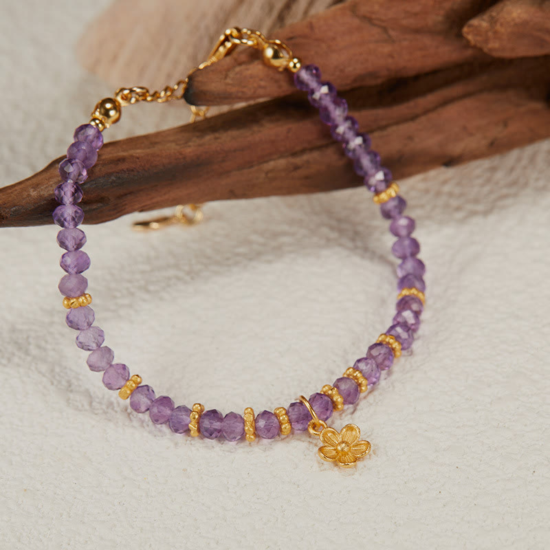 Olivenorma Natural Amethyst Beads Flower Pendant Bracelet Necklace