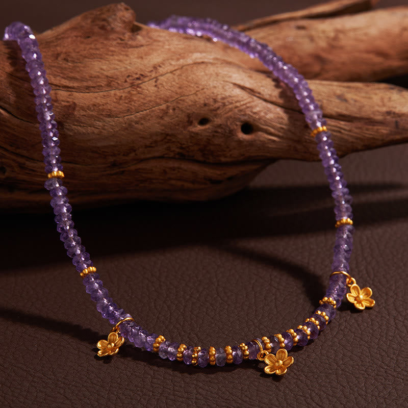 Olivenorma Natural Amethyst Beads Flower Pendant Bracelet Necklace