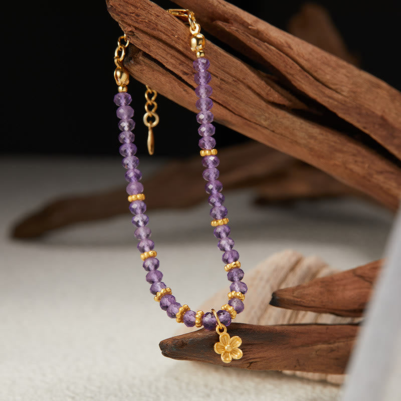 Olivenorma Natural Amethyst Beads Flower Pendant Bracelet Necklace