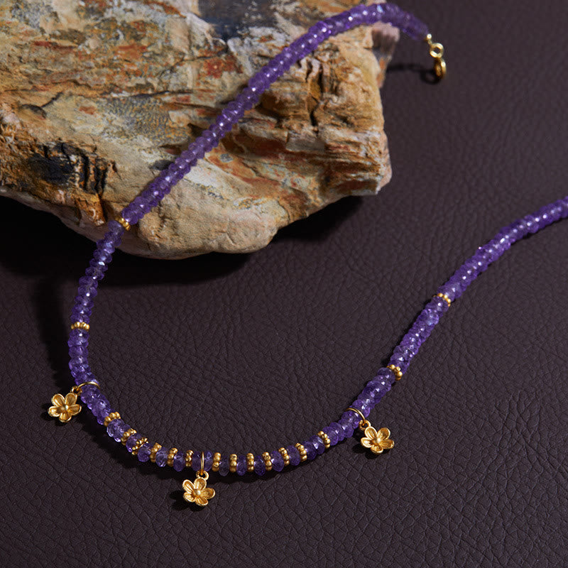 Olivenorma Natural Amethyst Beads Flower Pendant Bracelet Necklace