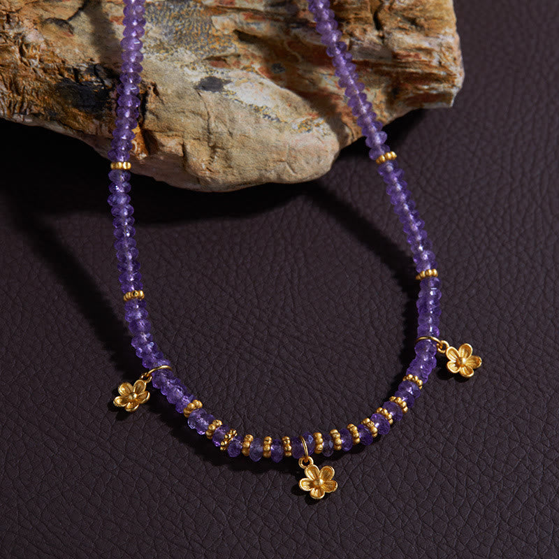 Olivenorma Natural Amethyst Beads Flower Pendant Bracelet Necklace