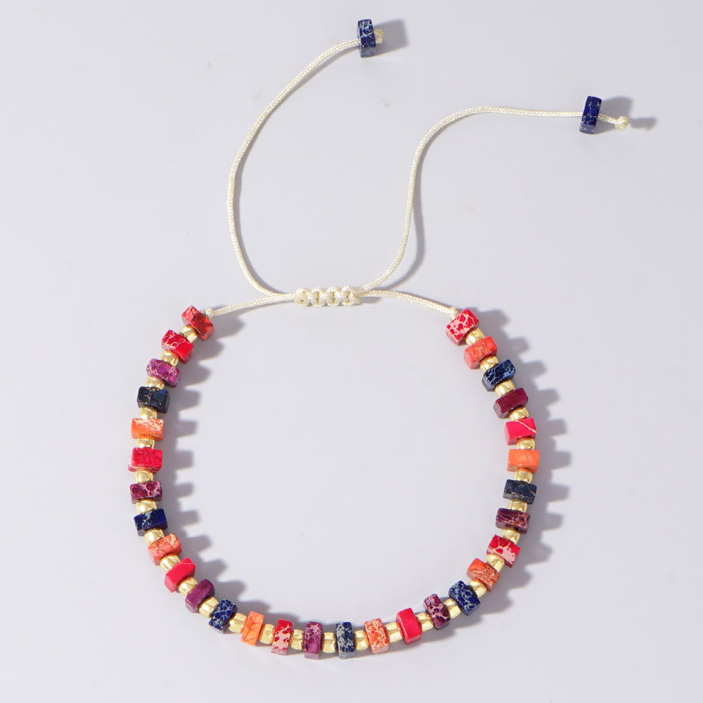 Olivenorma Square Cut Natural Color Emperor Stone Necklace