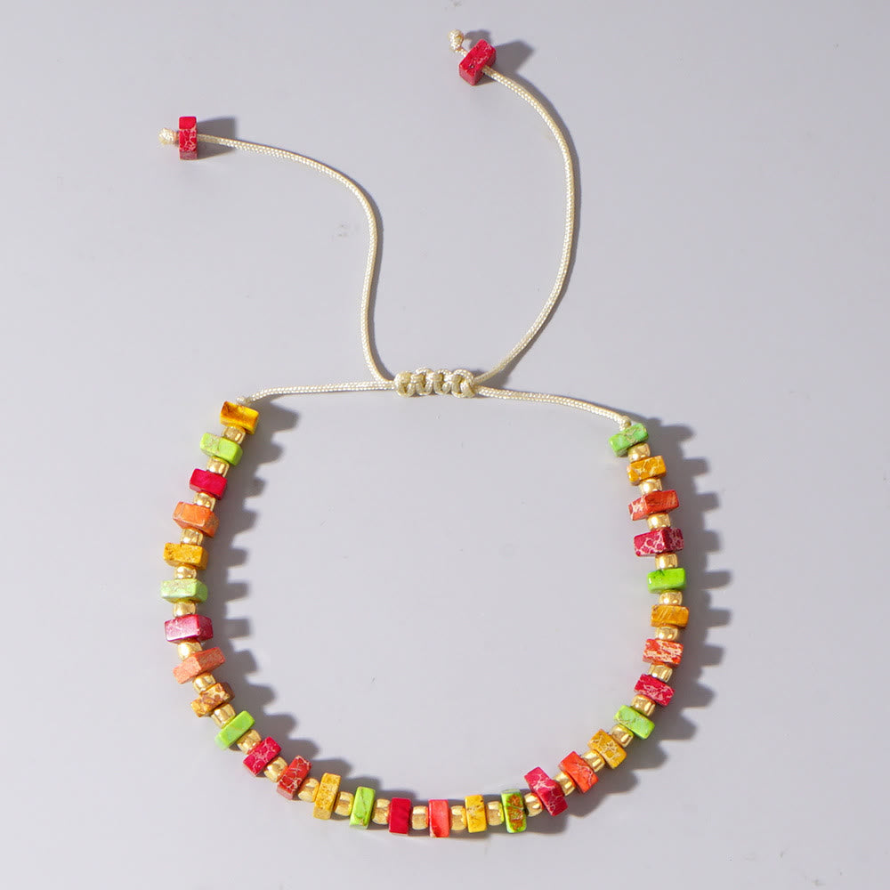 Olivenorma Square Cut Natural Color Emperor Stone Necklace