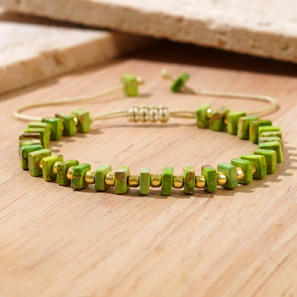 Olivenorma Square Cut Natural Color Emperor Stone Necklace