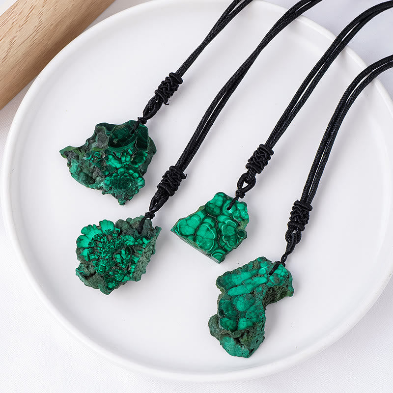 Olivenorma Irregular Natural Malachite Pendant Necklace