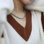 Olivenorma Emperor Stone Beaded Turquoise Pendant Necklace