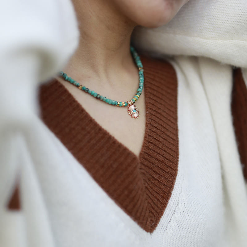 Olivenorma Emperor Stone Beaded Turquoise Pendant Necklace