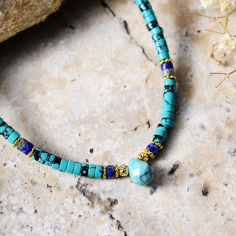 Olivenorma Emperor Stone Beaded Turquoise Pendant Necklace