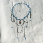 Olivenorma Sun Butterfly Aquamarine Layered Choker Necklace