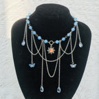 Olivenorma Sun Butterfly Aquamarine Layered Choker Necklace