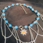 Olivenorma Sun Butterfly Aquamarine Layered Choker Necklace