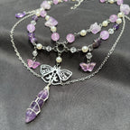 Olivenorma Butterfly Pendant Amethyst Layered Choker Necklace