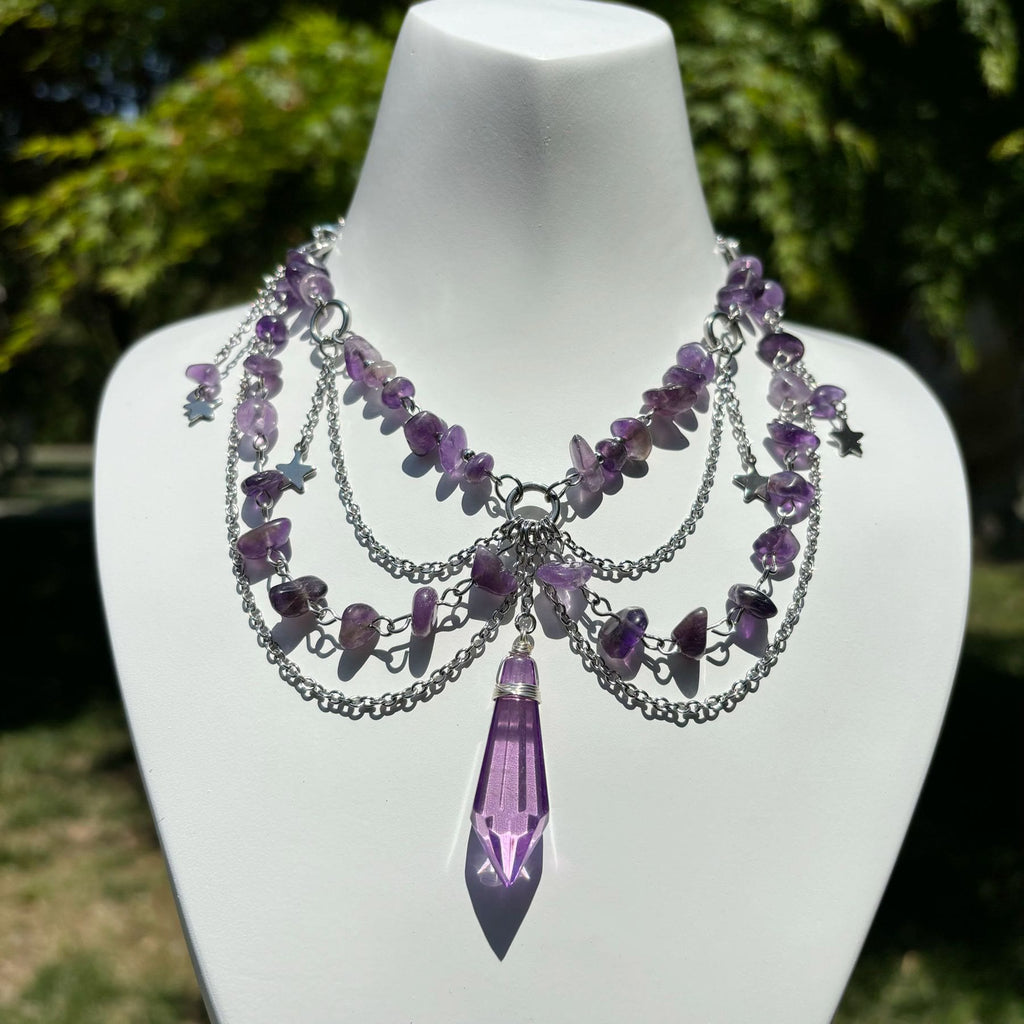 Olivenorma Star Pendant Natural Stone Layered Choker Necklace