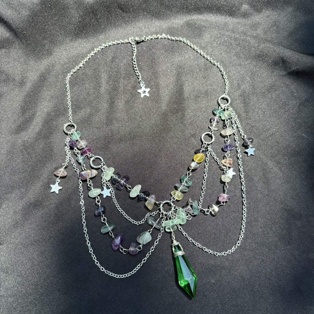 Olivenorma Star Pendant Natural Stone Layered Choker Necklace
