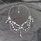 Olivenorma Star Pendant Natural Stone Layered Choker Necklace