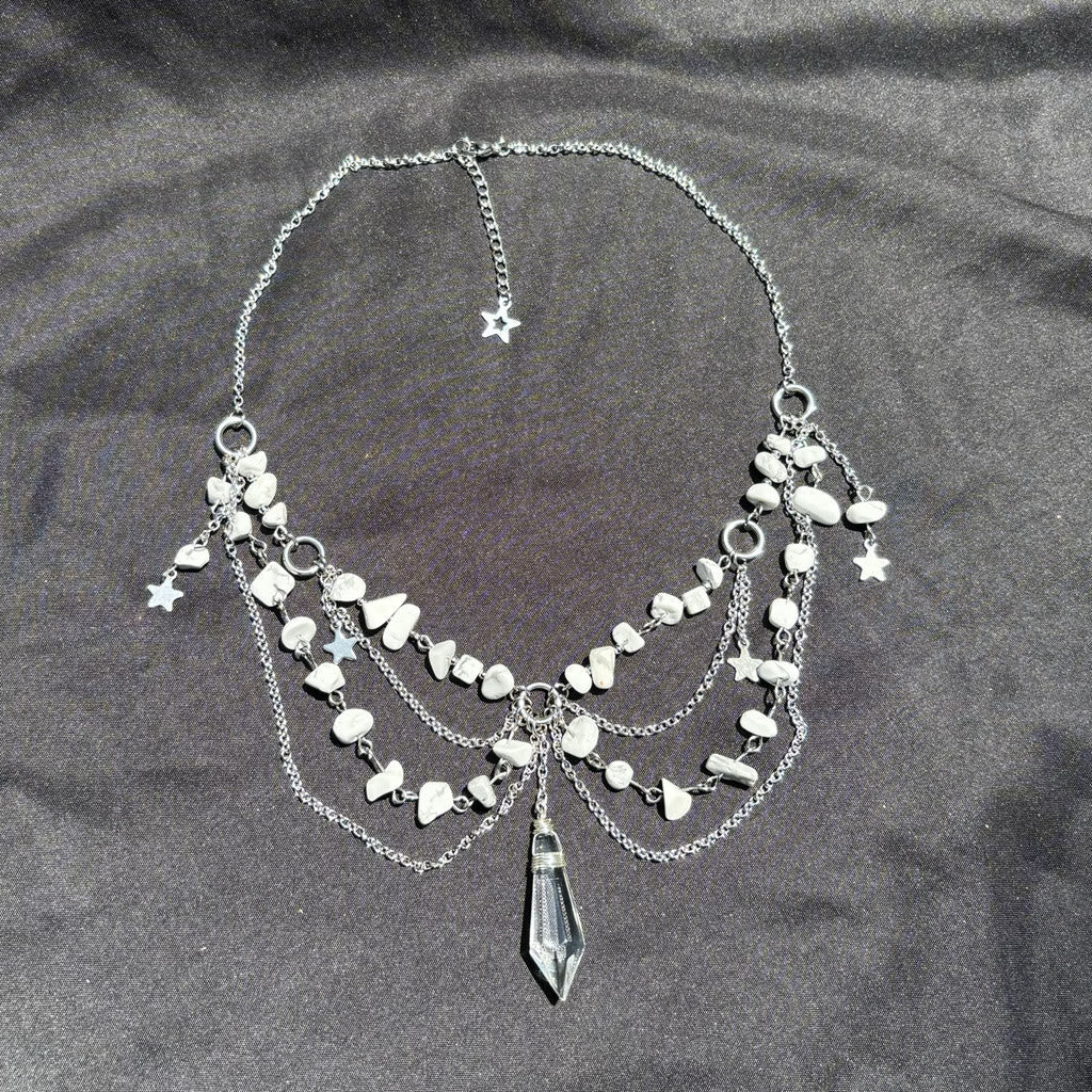 Olivenorma Star Pendant Natural Stone Layered Choker Necklace
