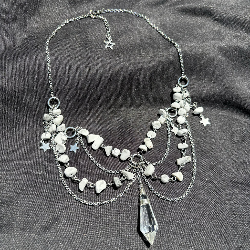Olivenorma Star Pendant Natural Stone Layered Choker Necklace