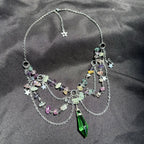 Olivenorma Star Pendant Natural Stone Layered Choker Necklace