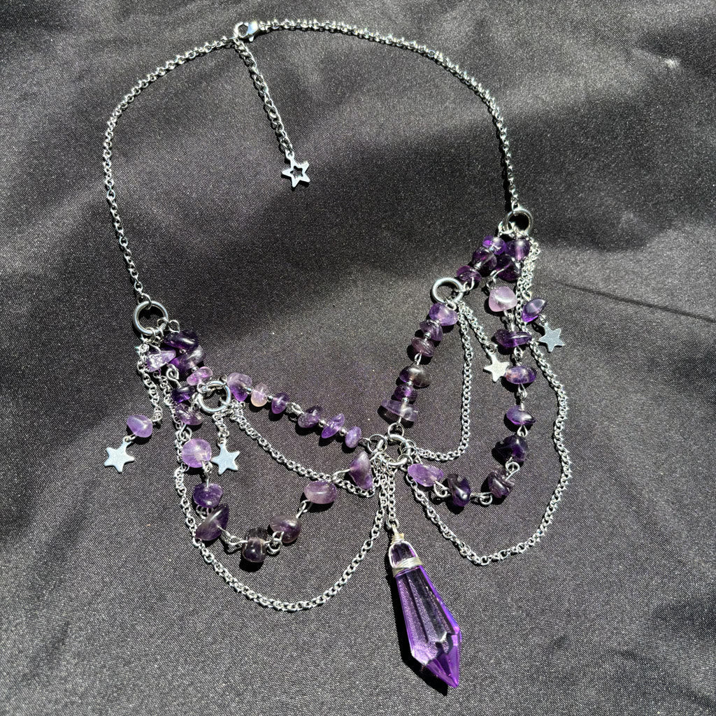 Olivenorma Star Pendant Natural Stone Layered Choker Necklace