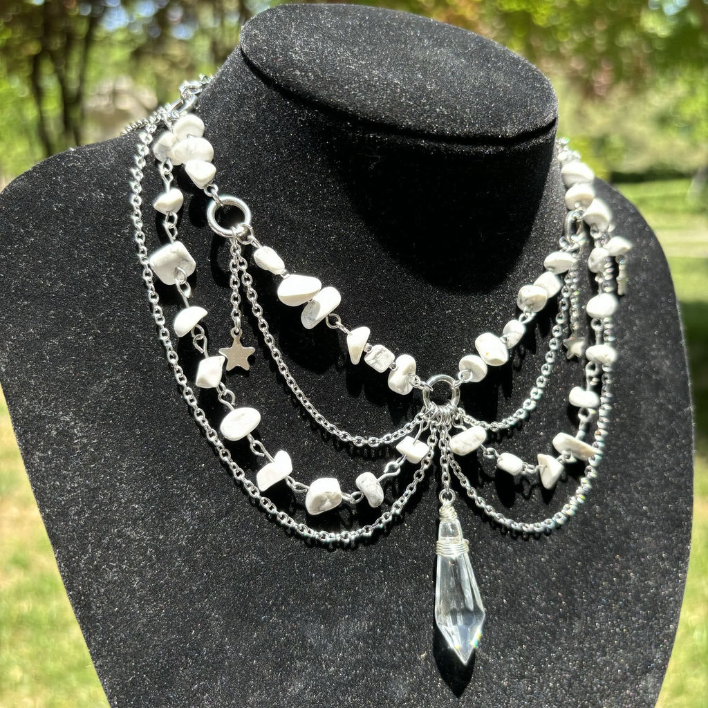 Olivenorma Star Pendant Natural Stone Layered Choker Necklace