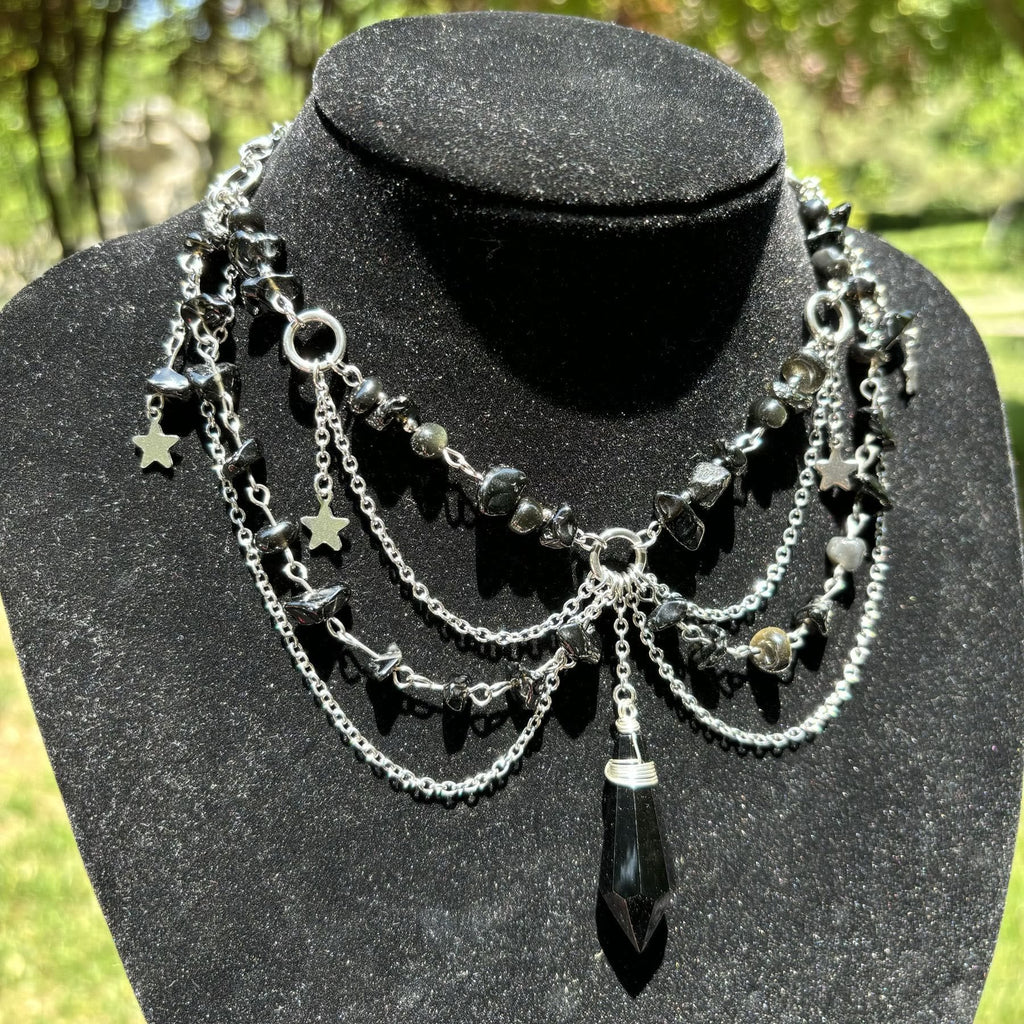 Olivenorma Star Pendant Natural Stone Layered Choker Necklace
