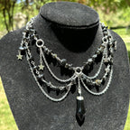 Olivenorma Star Pendant Natural Stone Layered Choker Necklace