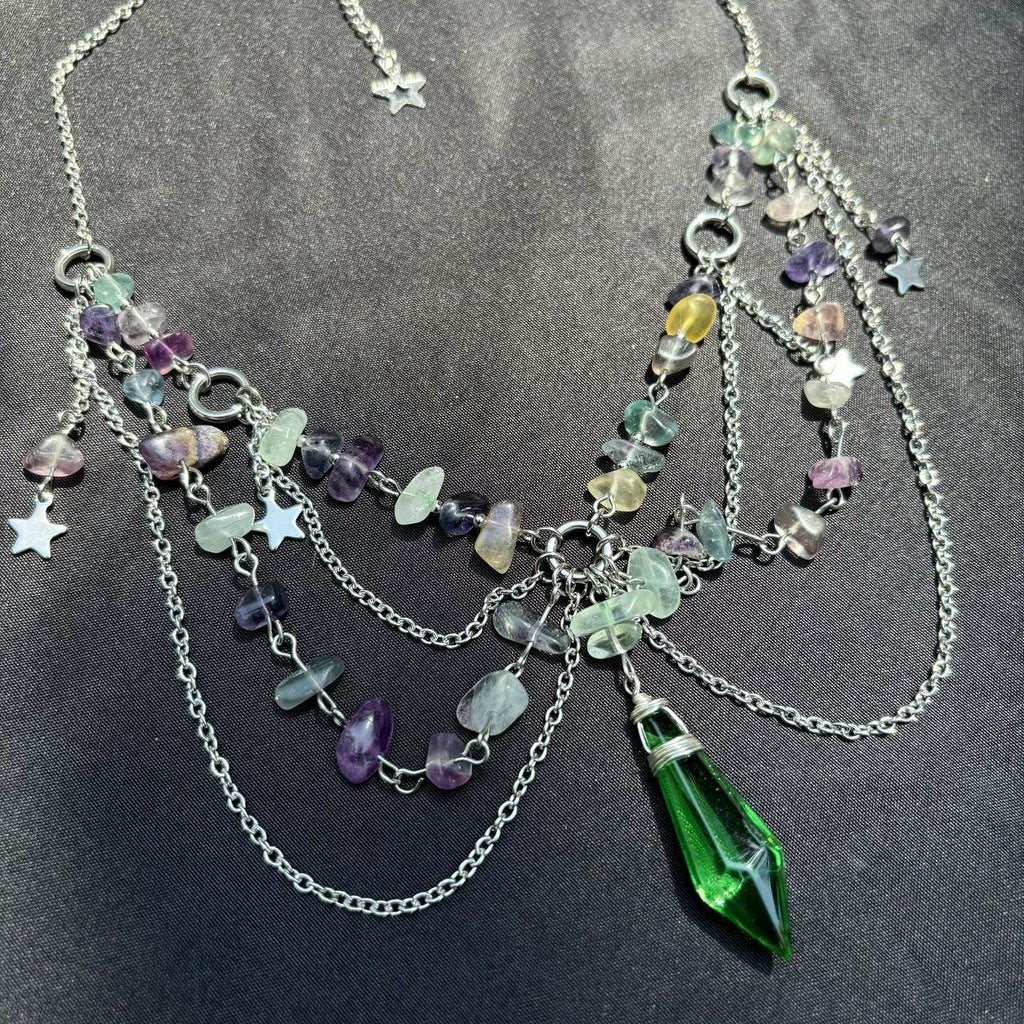 Olivenorma Star Pendant Natural Stone Layered Choker Necklace