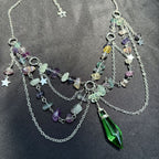 Olivenorma Star Pendant Natural Stone Layered Choker Necklace