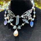 Olivenorma Aquamarine Fairy Wings Layered Choker Necklace