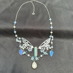 Olivenorma Aquamarine Fairy Wings Layered Choker Necklace