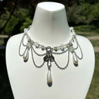 Olivenorma Freshwater Pearl Pendant Layered Choker Necklace